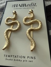 The Hair Edit Snake Bobby Pin Set, Gold Metal, Lightweight Women s Hair Pins