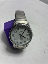 Men's TIMEX Easy Reader Silver Tone 35mm Expansion Band Watch, Indiglo, T2H451