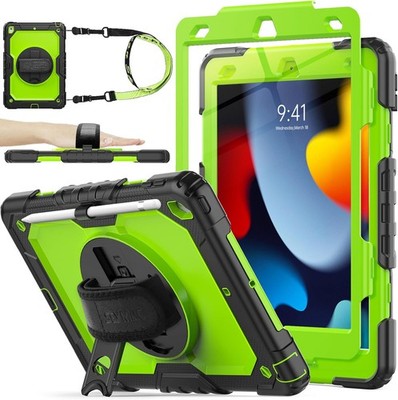SEYMAC stock Case for iPad 9th/ 8th/ 7th Generation 10.2'', Green+Black 