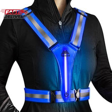 LED Reflective Vest Safety Gear, Light up Vest for Night Walking Cycling, High V