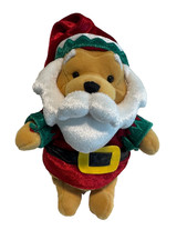 Disney Store Exclusive Mini Bean Bag 2001 Santa Winnie the Pooh 8"