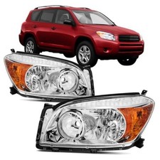 Headlights Assembly Compatible with 2006 2007 2008 06-08 RAV4 CHROME AMBER