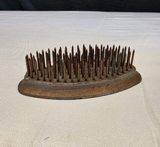 Vintage Metal Flower Frog Spikes - 3" Oval Cast Metal Base with Copper Spikes