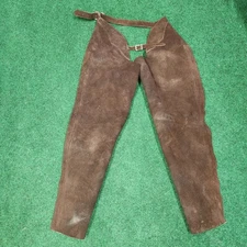 36x28 Riding Chaps Brown Suede Leather Zip Equestrian Horseback Leg Protection