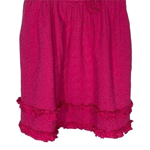 Vestido de verão Chaps meninas tamanho 5 ilhós renda rosa algodão babados crianças - Imagem 4 de 4