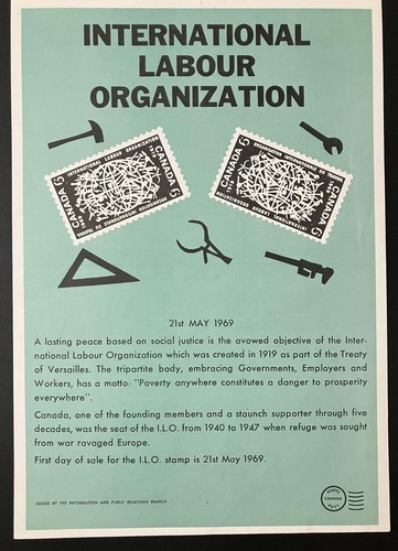 Canada post office poster new issue poster 1969 ILO [787