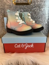 NEW Toddler Amaya Lace-Up Rainbow GlitterCombat Boots - Cat  Jack size 6