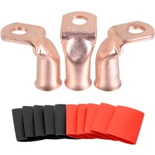 90 Degree Bent Copper Cable Lugs 10pcs 1/0 AWG-3/8 Rated 600V - 100 Annealed