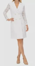 Vince Camuto Women's Ivory Collared Lace Blazer Dress Petite Size 12P