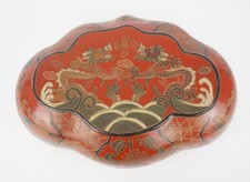 Antique Chinese  Wood Based Cinnabar Lacquered Dragon Box 19th C QING