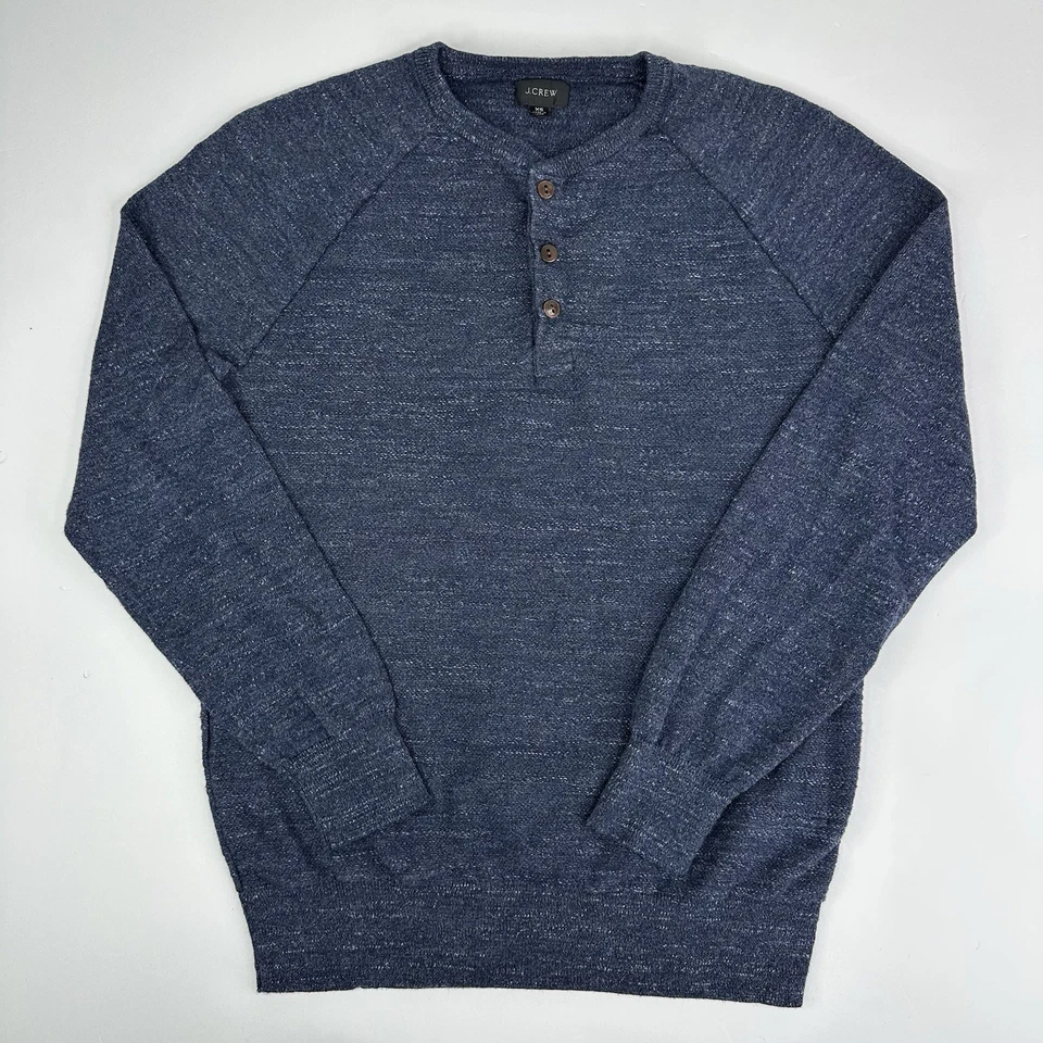 J.Crew Men Navy Blue And Dark Gray Rugged Cotton Henley Winter Sweater Bundle XS - Image 3 of 4
