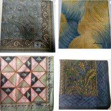 LOT OF 4 HANDKERCHIEF VINTAGE CLASSIC PATTERNED COTTON MEN'S POCKET SQUARE HANKY