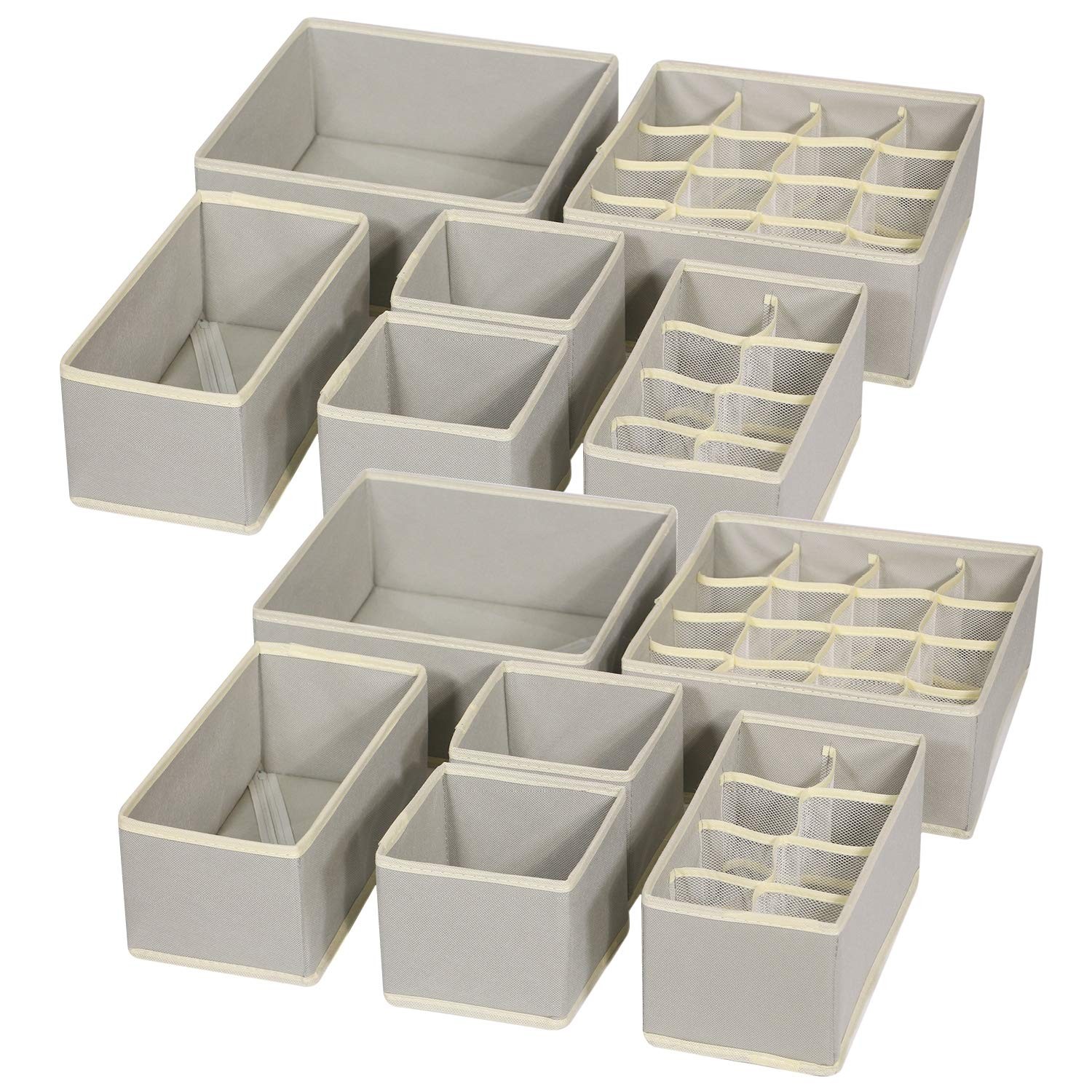 12 Pack Foldable Drawer Organizer Dividers Cloth Storage Box Closet Dresser O...-image