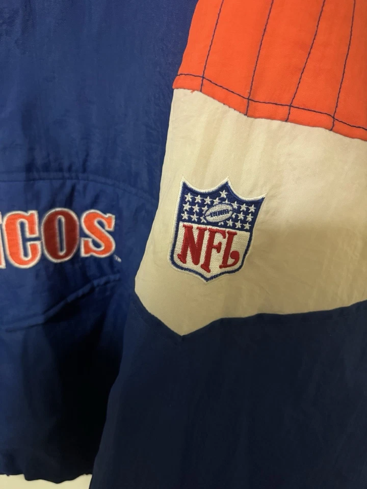 Pulôver Anorak jaqueta acolchoada vintage anos 90 Starter Denver Broncos NFL tamanho XL ELWAY - Imagem 3 de 4
