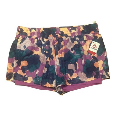 Reebok Women s Multi Color Pattern Relaxed Athletic Shorts NWT
