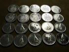 Silver Half Dollar Roll 20 coins -Canada 1962, 1967 Howling Wolf Proof Like