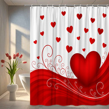 Elegant Red Hearts Shower Curtain for Romantic Bathroom Decor 260123