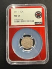 1911 Barber MS64 NGC Graded Silver Dime No Reserve!!