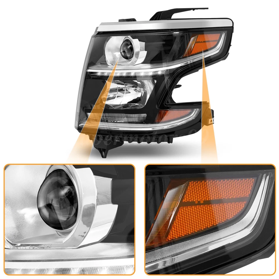 Headlights For 2015-2020 Chevy Tahoe Suburban Lamp With Bulbs LED DRL Left Right Foto 3 de 4