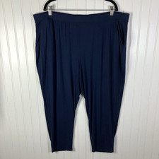 AnyWear by Catherines Pants Women  s 2XWP Blue Pull  On Drapey Knit Straight  Leg