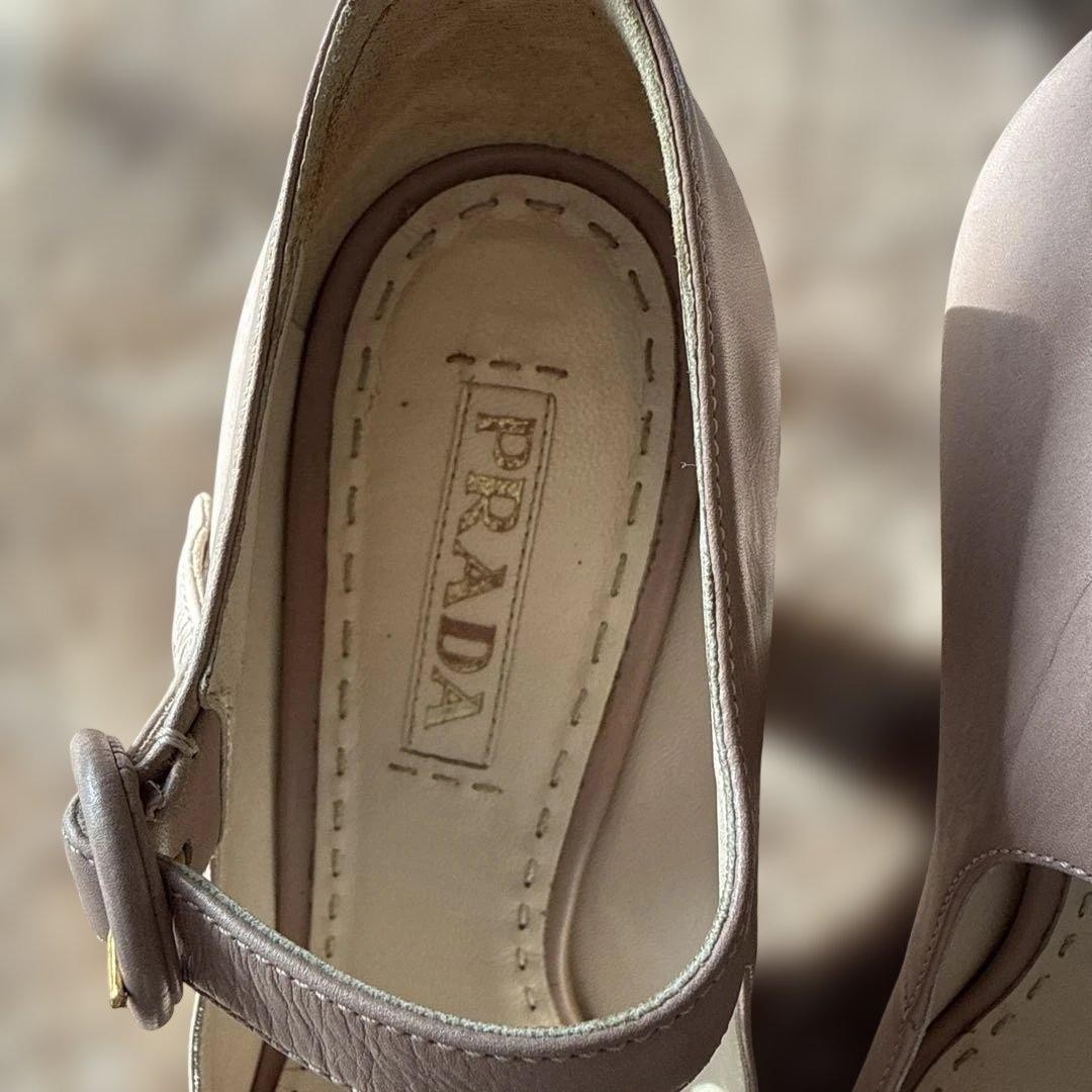 PRADA Women's Heels Pumps Size:38/JP:25 Leather Light Pink 135152K Authentic thumbnail 3