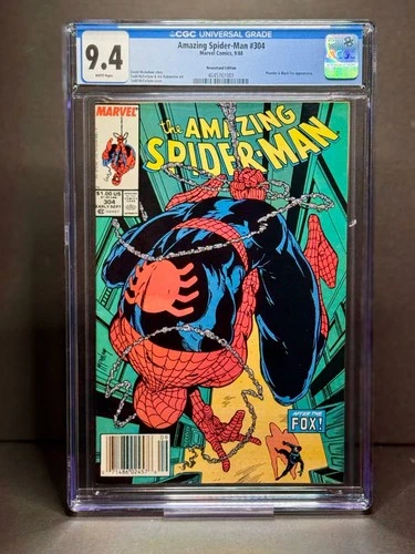 CGC 9.4 THE AMAZING SPIDER-MAN 304 NEWSSTAND VARIANT TODD MCFARLANE MARVEL 1988