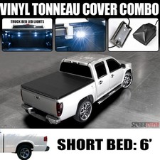 For 94-03 Chevy S10gmc Sonoma 6 Bed Hidden Snap Tonneau Coverwhite Led Lights