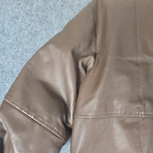 Eddie Bauer Genuine Leather Goose Down Bomber Jacket Mens Tall M Brown Puffer - Bild 13 von 15