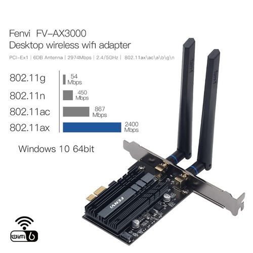 FENVi AX200 PCIe WiFi 6 Dual Band Network Adapter with BT5.2, 3000Mbps Speed,... - Picture 4 of 7