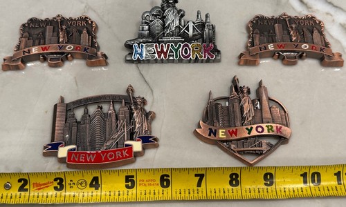 5 magneti frigorifero New York City Skyline Statua della Libertà Stato Impero - Foto 1 di 7