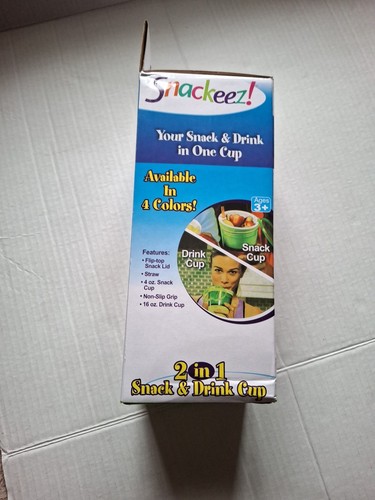 Snackeez 2 in 1 Getränke- & Snackbecher blau/liniengrün wie gesehen TV Neu mit Karton - Bild 4 von 9