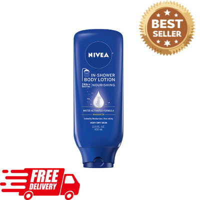 NIVEA In Shower Body Lotion Very Dry Skin 13.5 oz Pack of 4 24Hr Moisture