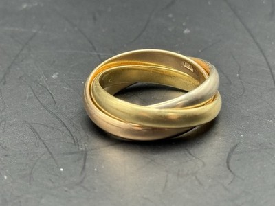 750 Tricolor Trinity Gold Ring 12,1g schwer Gelbgold Weißgold Roségold 19,2mm/54