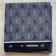 Vintage Handkerchief Blue Fabric Woven Man Silhouette Icon Pocket Square 18"