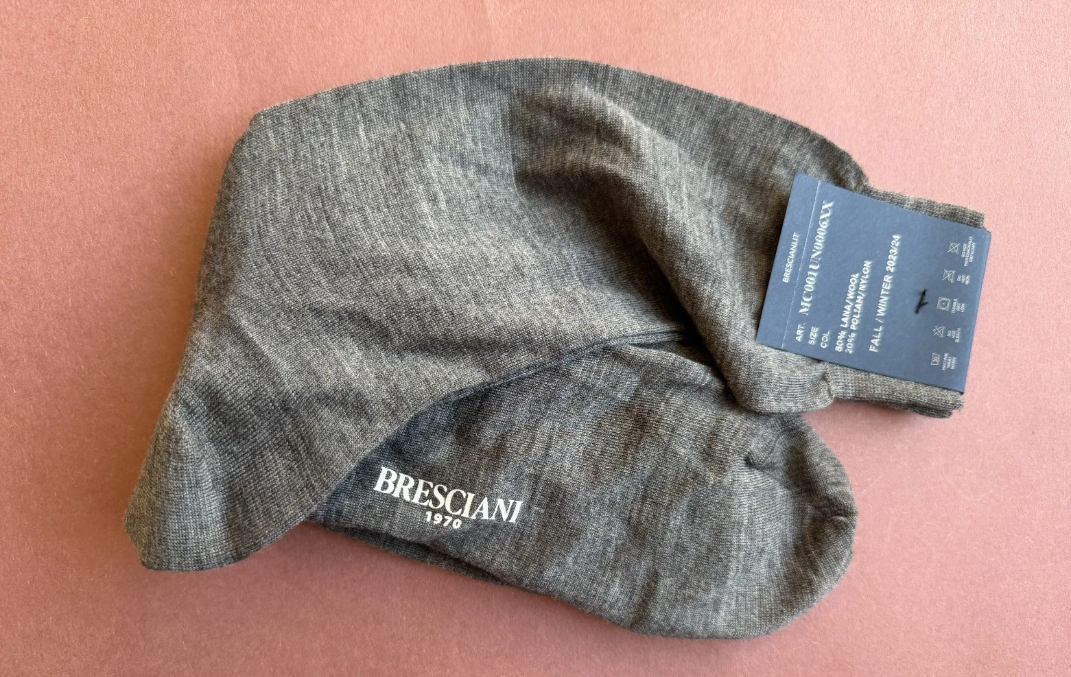 Fall/Winter 2023/24 Men's Bresciani Socks NWT Wool/Nylon Grey Solid
