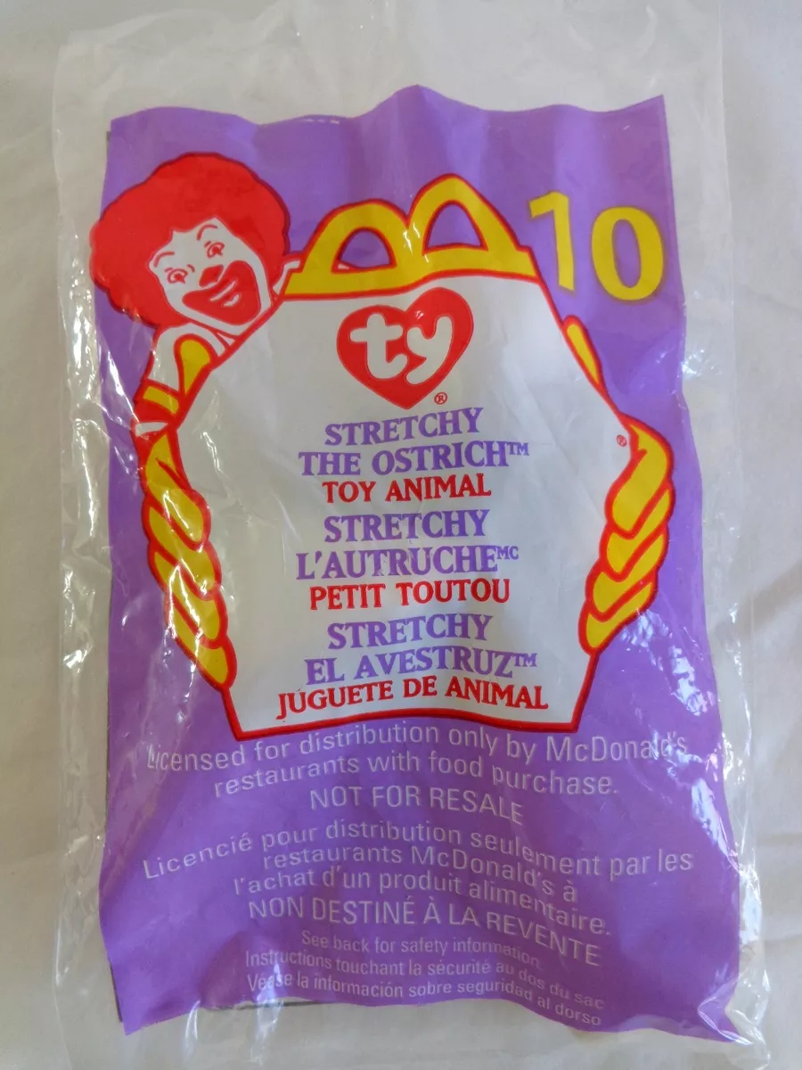 McDonalds Ty Teenie Beanie Babies STRETCHY Ostrich 10 1999 Mint Sealed