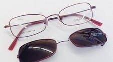 RETRO CALVIN KLEIN Eyeglasses CK530 081 Sun ClipOn 48-18 Titanium JAPAN Burgundy