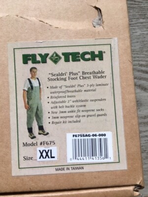 NIB VINTAGE Fly Tech Breathable Stocking foot Chest Wader Men's XXL