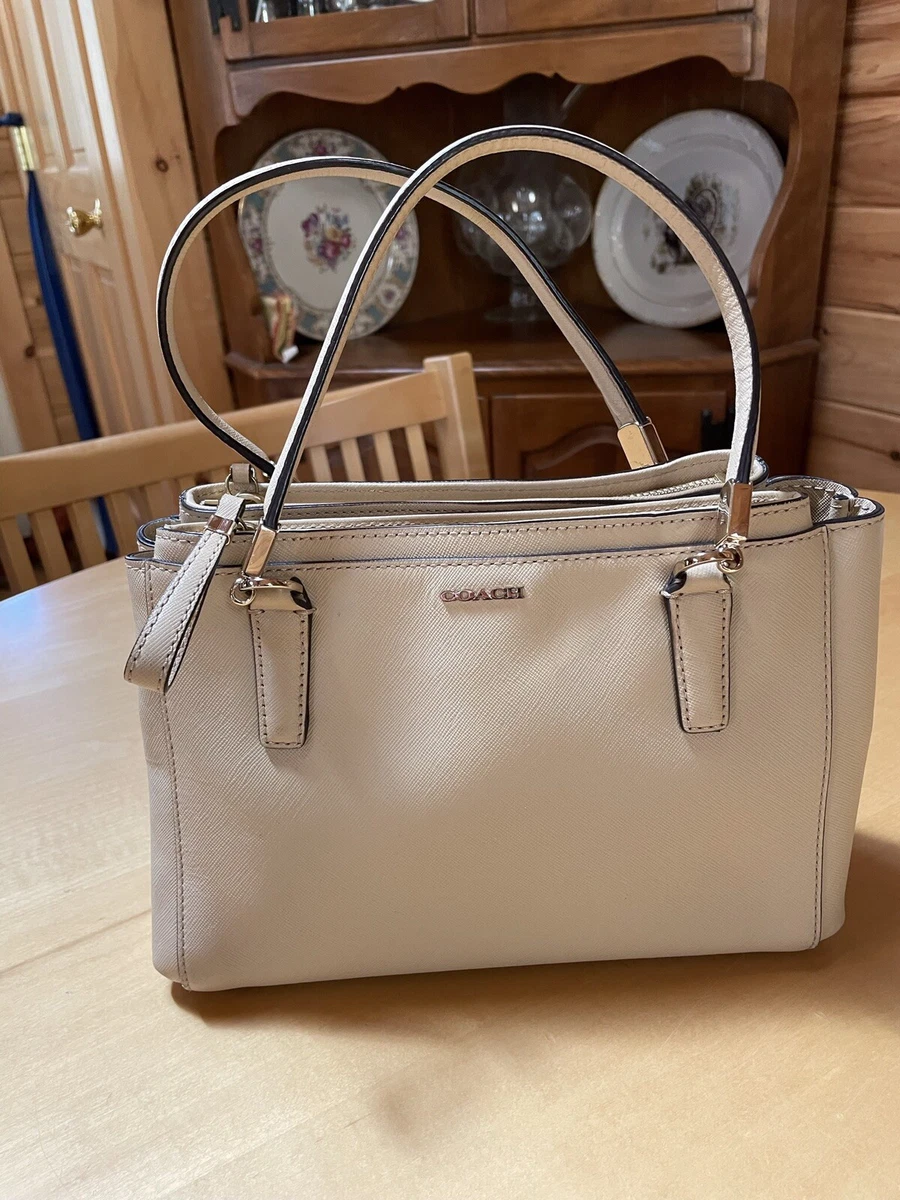 Coach, Bags, Coach Madison Saffiano Mini Christie Carryall Tan