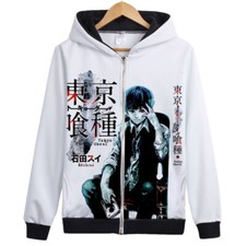 Tokyo Ghoul Long Sleeve Unisex White Hoodie Harajuku Zipper Coat Cosplay 8