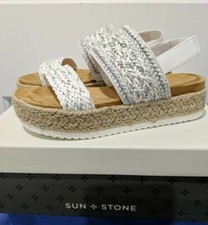 NWB Sun  Stone Sandals Karli Flatform Woven Straps 2" Platform Stretch Back 6M