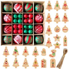 Christmas Ball Ornaments, 44 Pcs Green  Red Christmas Balls for Christmas Tree
