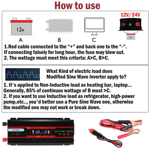 7000W 6000W 5000W 12V A 110V Konverter Con USB Para Carro Inversor Corriente - Bild 92 von 186