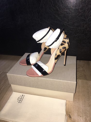 Francesco Russo Leopard Print Calf Hair & Patent Leather Sandals Size UK 3 - Picture 10 of 12