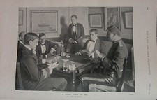 1898 Boer War &Auml;ra Druck ~ W&auml;hrend Auf See ~ Marine Kartenspiele Offiziere