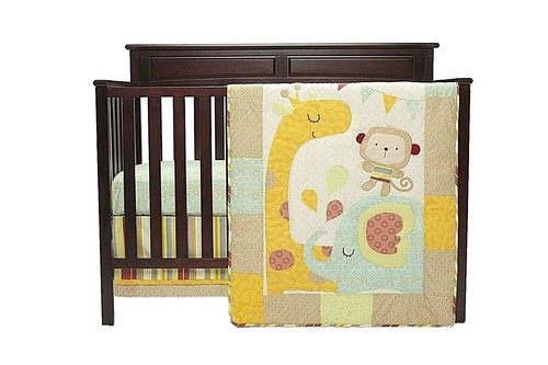 Kidsline Graco Jungle Friends 5Pc Crib Bedding Set Include Mobile