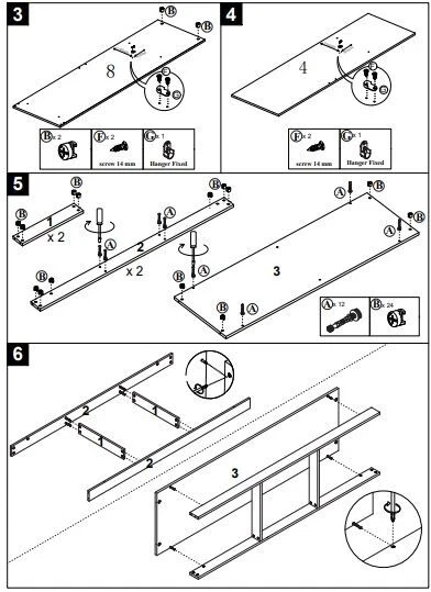 Modern Bedroom Furniture Set 4 Door 2 Drawer Mirrored Wardrobe Hanging Rail - Image 4 of 4