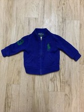 Ralph Lauren POLO Zip Up Sweater Boys 9M Blue Big Pony