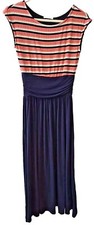 Le Lis Medium Blue And Striped Maxi Dress Stretch Medium