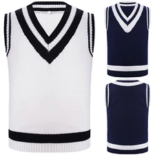 Boys Girls Uniform Traveling Pullover Comfortable Vest Cotton Sweater Knitted